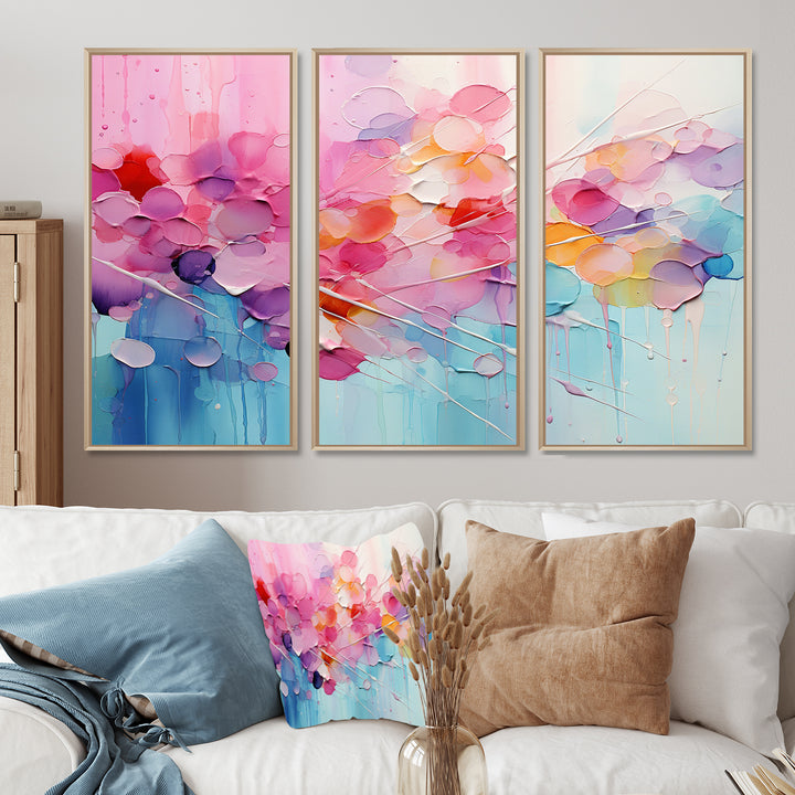 Pink Blue Pastel Patchwork - Multi-Panels