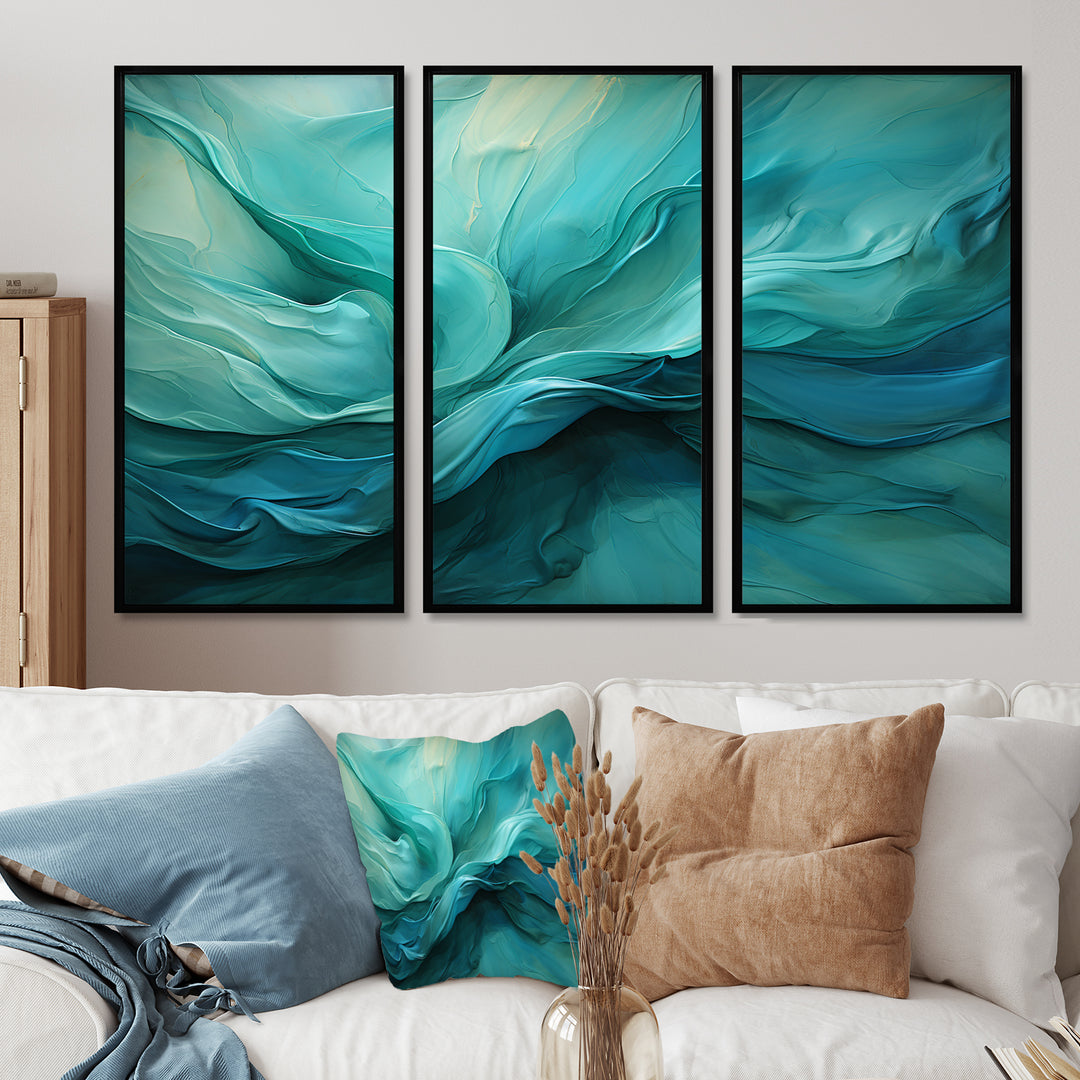Turquoise Tranquility V - 3-Piece Canvas Wall Art