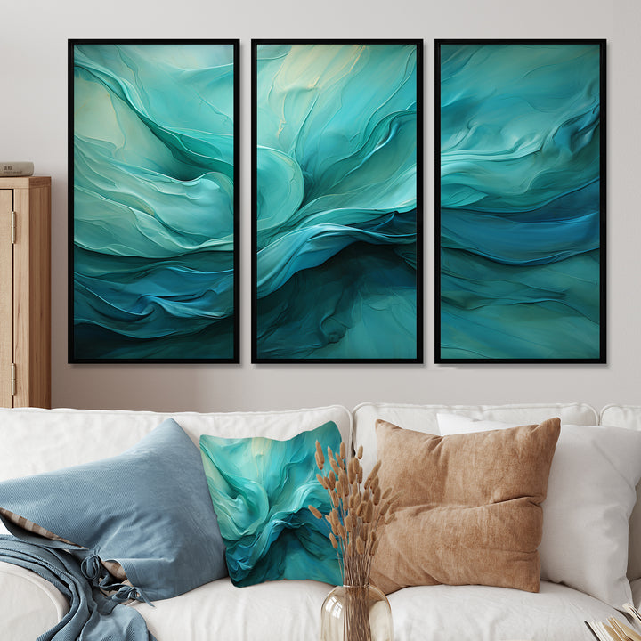 Turquoise Tranquility V - 3-Piece Canvas Wall Art