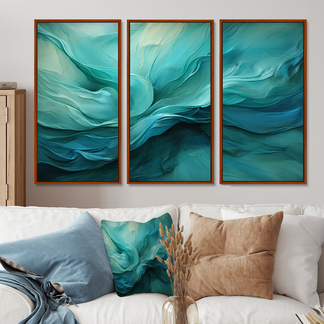 Turquoise Tranquility V - 3-Piece Canvas Wall Art