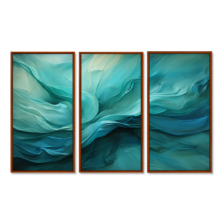 Turquoise Tranquility V - 3-Piece Canvas Wall Art