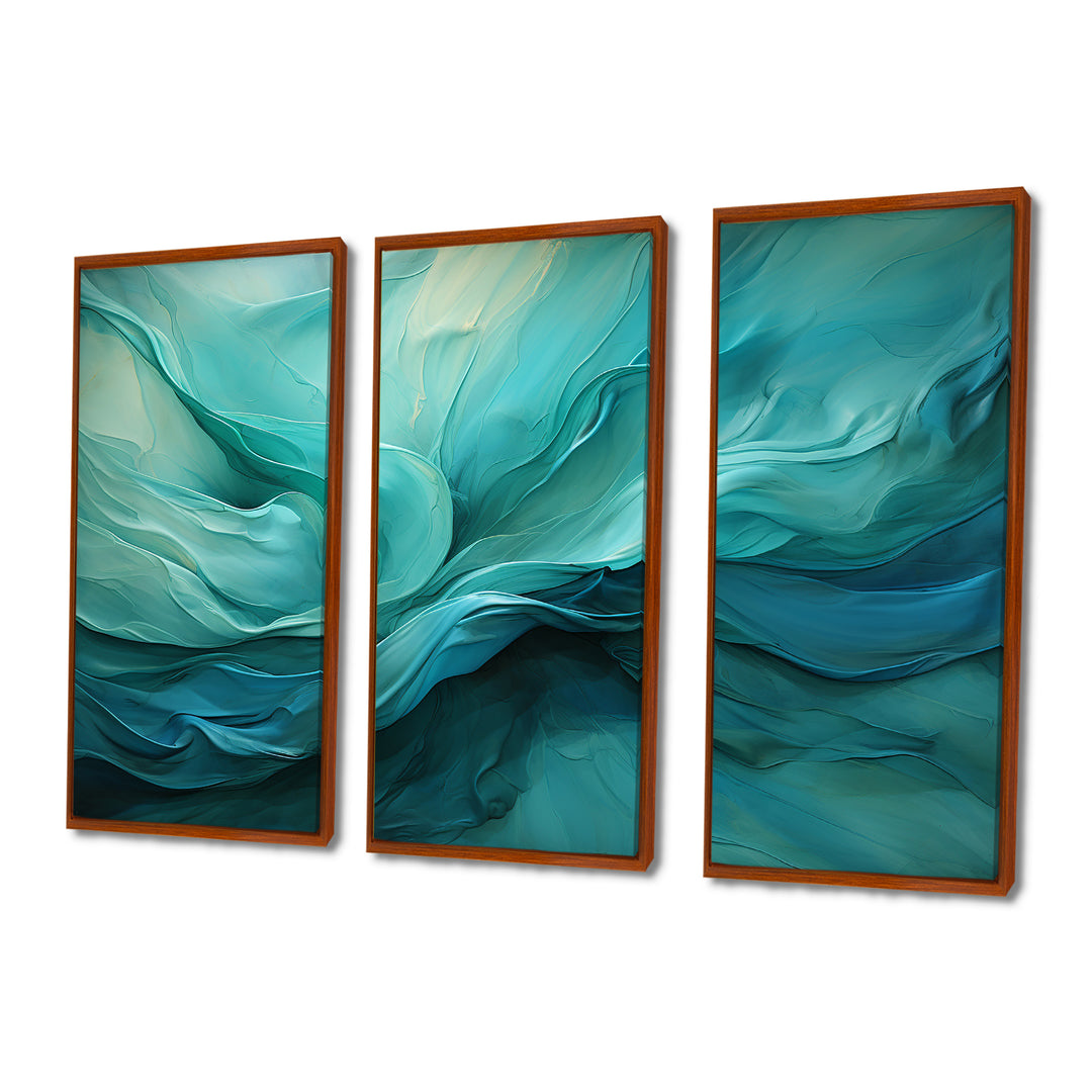 Turquoise Tranquility V - 3-Piece Canvas Wall Art