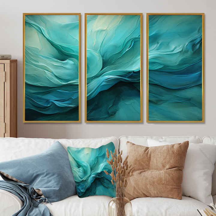 Turquoise Tranquility V - 3-Piece Canvas Wall Art