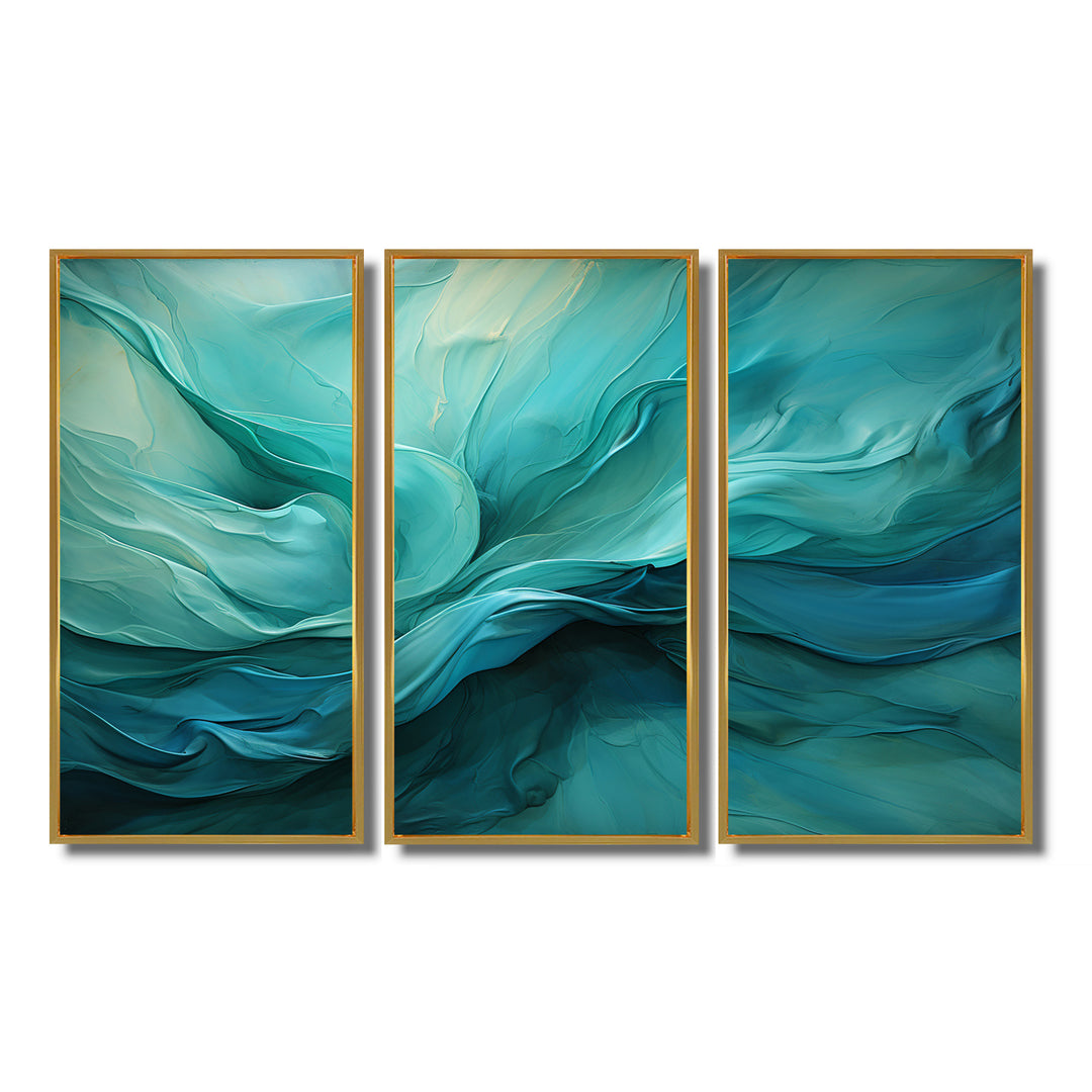 Turquoise Tranquility V - 3-Piece Canvas Wall Art