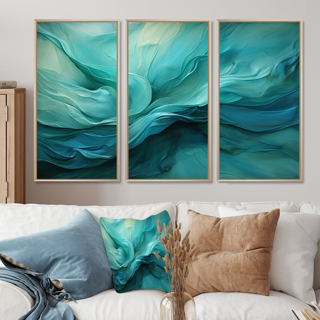 Turquoise Tranquility V - 3-Piece Canvas Wall Art