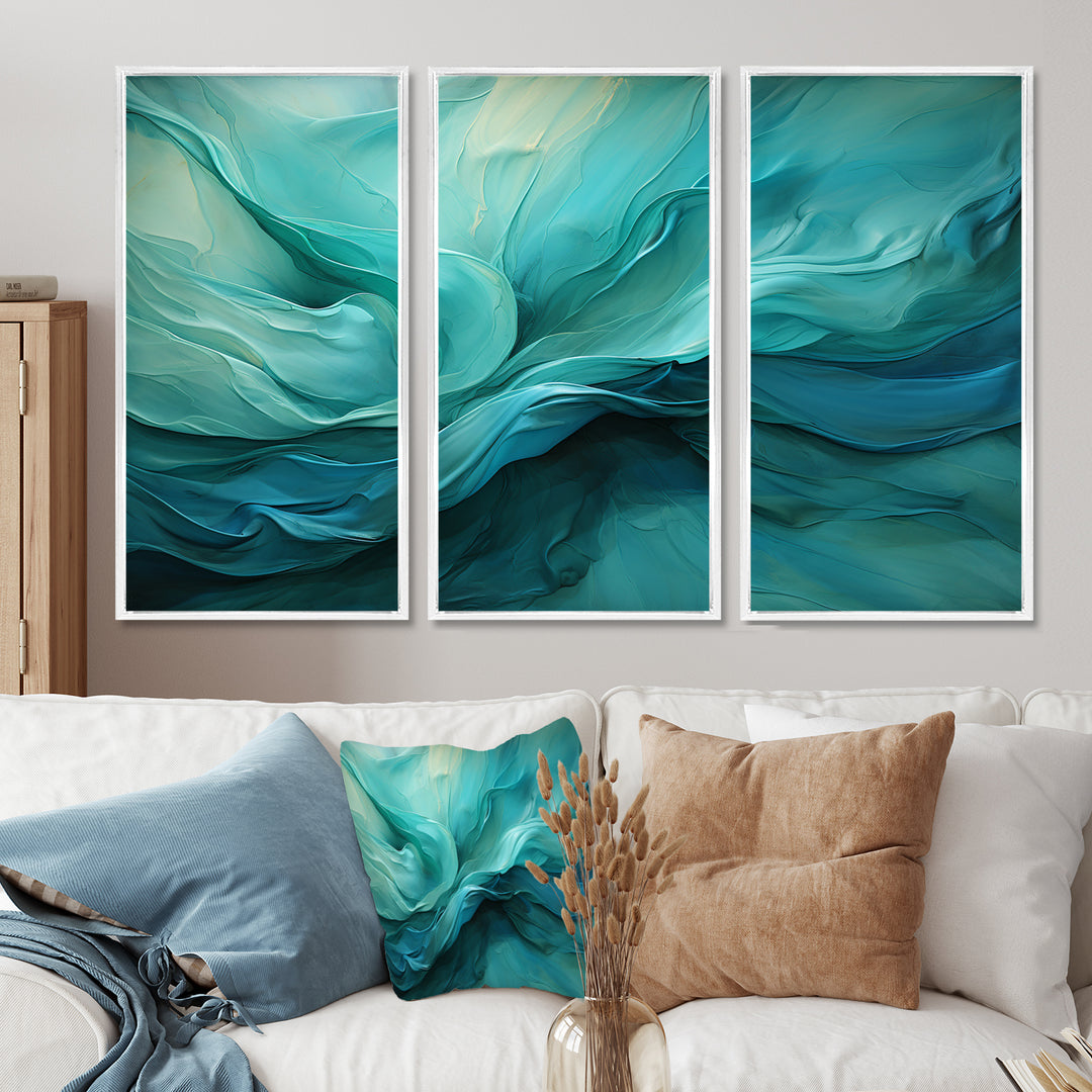Turquoise Tranquility V - 3-Piece Canvas Wall Art