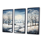 Countryside Snowy Minimalism Winter V - 3-Piece Canvas Wall Art
