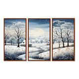 Countryside Snowy Minimalism Winter V - 3-Piece Canvas Wall Art
