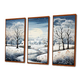 Countryside Snowy Minimalism Winter V - 3-Piece Canvas Wall Art