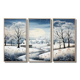 Countryside Snowy Minimalism Winter V - 3-Piece Canvas Wall Art