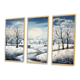 Countryside Snowy Minimalism Winter V - 3-Piece Canvas Wall Art