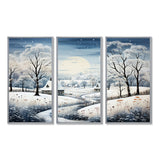 Countryside Snowy Minimalism Winter V - 3-Piece Canvas Wall Art