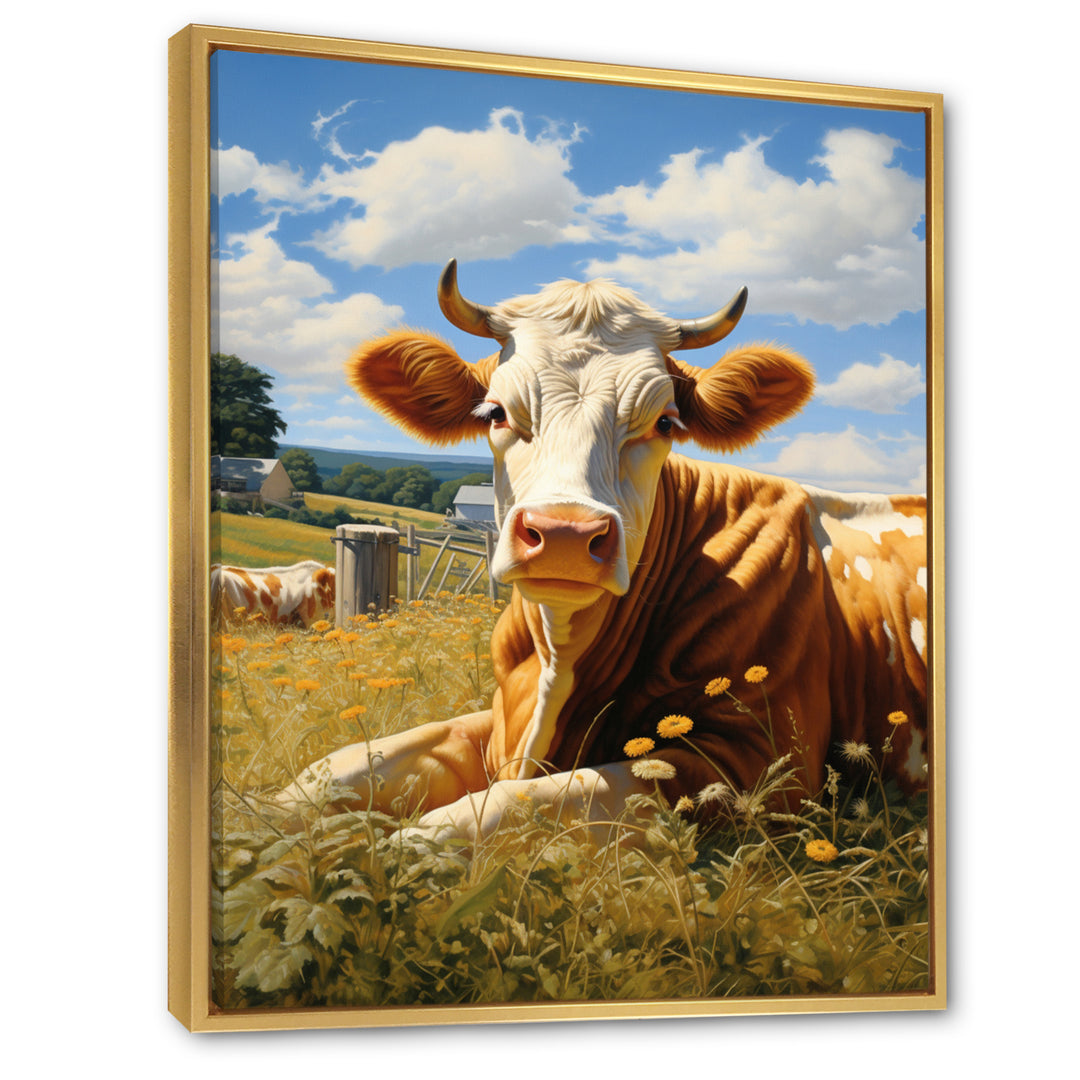 Cow Contentment - Cow Canvas Wall Art