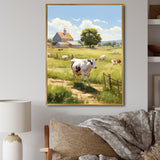 Cow Dairy A Serene - Cow Framed Canvas Art