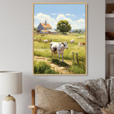 Cow Dairy A Serene - Cow Framed Canvas Art