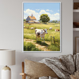 Cow Dairy A Serene - Cow Framed Canvas Art