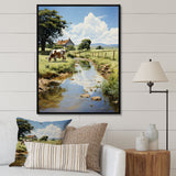 Cow Farmstead Serenity - Cow Large Canvas Wall Art