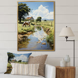 Cow Farmstead Serenity - Cow Large Canvas Wall Art
