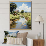 Cow Farmstead Serenity - Cow Large Canvas Wall Art