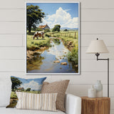 Cow Farmstead Serenity - Cow Large Canvas Wall Art
