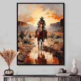 Cowboy Chasing The Sunset II - People Canvas Wall Art