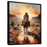 Cowboy Chasing The Sunset II - People Canvas Wall Art