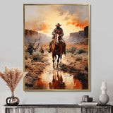 Cowboy Chasing The Sunset II - People Canvas Wall Art