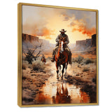 Cowboy Chasing The Sunset II - People Canvas Wall Art