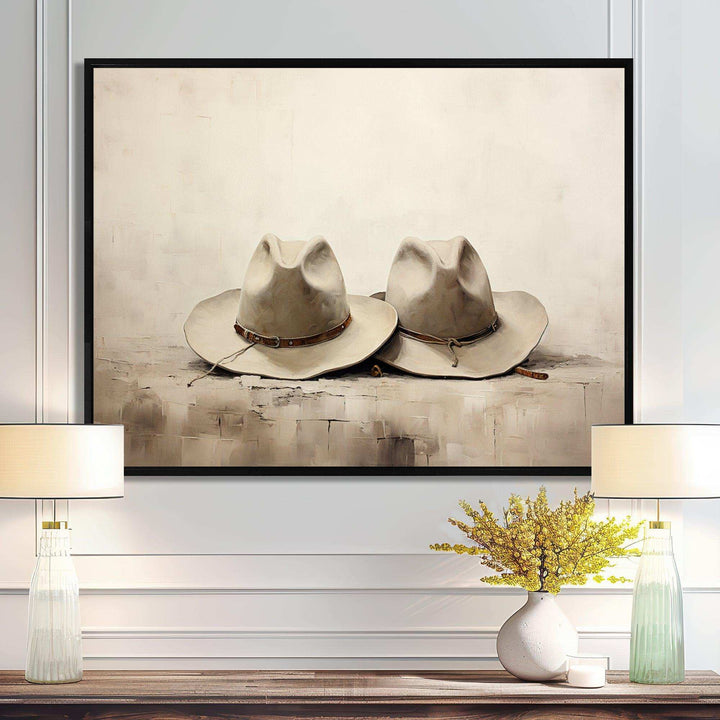 Minimalism Cowboy Hats - People Canvas Wall Art
