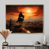 Cowboy Sunrise On The - People Canvas Wall Art