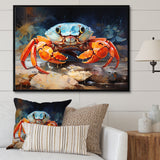 Crab Coastal Guardian Collage - Coral Crab Wall Art