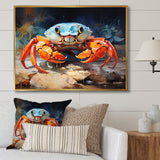 Crab Coastal Guardian Collage - Coral Crab Wall Art