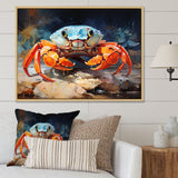 Crab Coastal Guardian Collage - Coral Crab Wall Art