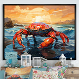 Crab Coastal Guardian Geometric - Coral Crab Wall Art
