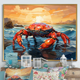Crab Coastal Guardian Geometric - Coral Crab Wall Art