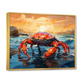 Crab Coastal Guardian Geometric - Coral Crab Wall Art