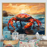 Crab Coastal Guardian Geometric - Coral Crab Wall Art