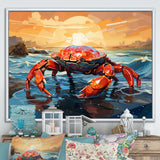 Crab Coastal Guardian Geometric - Coral Crab Wall Art