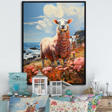 Coastal Pink Lamb - Sheep Bedroom Wall Art