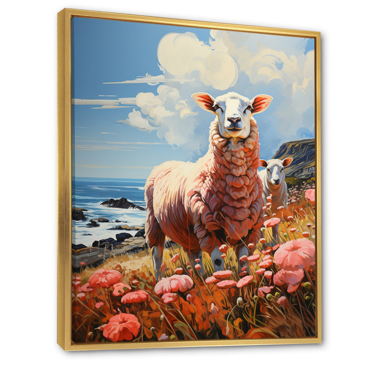 Coastal Pink Lamb - Sheep Bedroom Wall Art