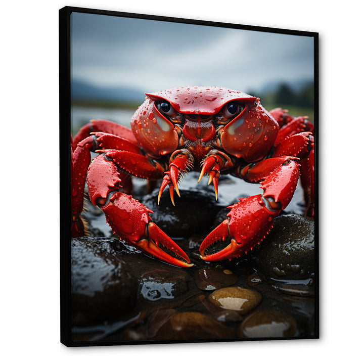Vibrant Crayfish Portrait - Crayfish Framed Canvas Art