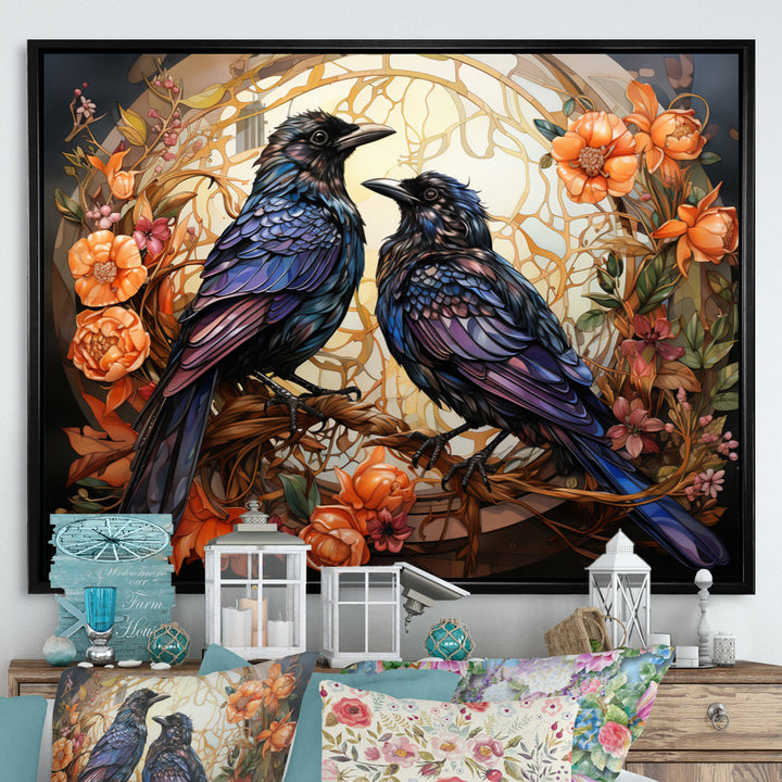 Crow Enchanted Monarchs - Crow Canvas Wall Art