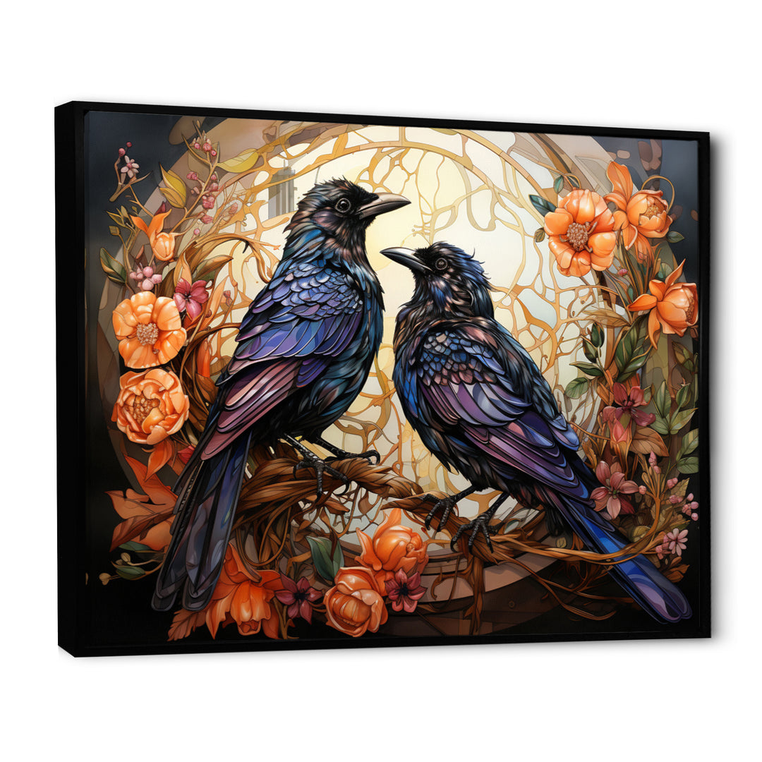 Crow Enchanted Monarchs - Crow Canvas Wall Art