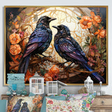 Crow Enchanted Monarchs - Crow Canvas Wall Art