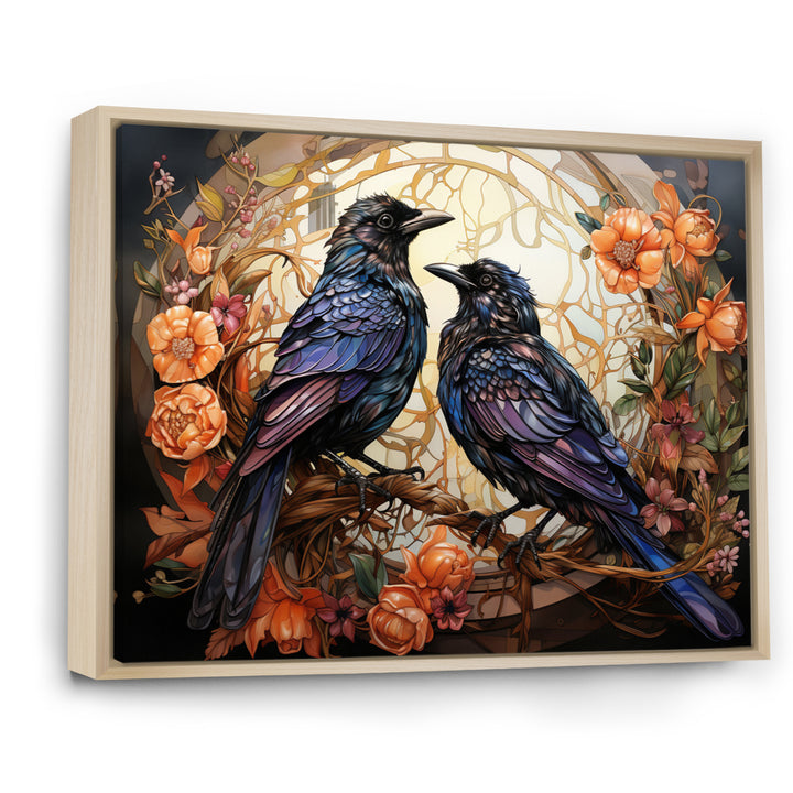 Crow Enchanted Monarchs - Crow Canvas Wall Art