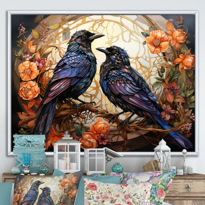 Crow Enchanted Monarchs - Crow Canvas Wall Art