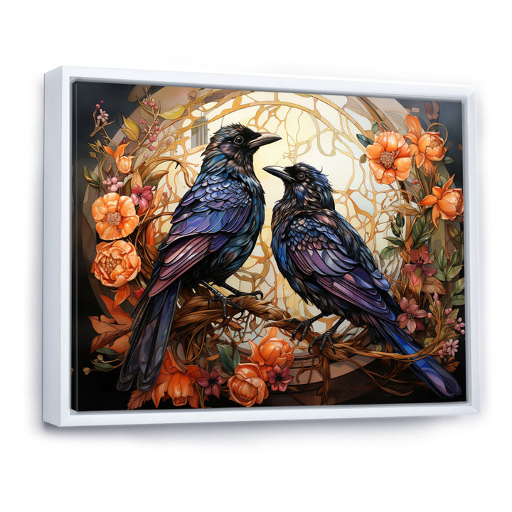 Crow Enchanted Monarchs - Crow Canvas Wall Art