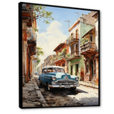 Turquoise Cuba Classic Cars - Classic Cars Canvas Wall Art