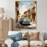 Turquoise Cuba Classic Cars - Classic Cars Canvas Wall Art