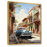 Turquoise Cuba Classic Cars - Classic Cars Canvas Wall Art